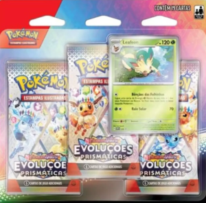 Blister Triplo Escarlate e Violeta 8.5 - Evoluções Prismáticas - Leafeon